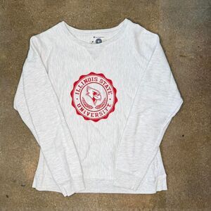 Champion Illinois State University Sweatshirt L Reverse Weave Cream Crewneck